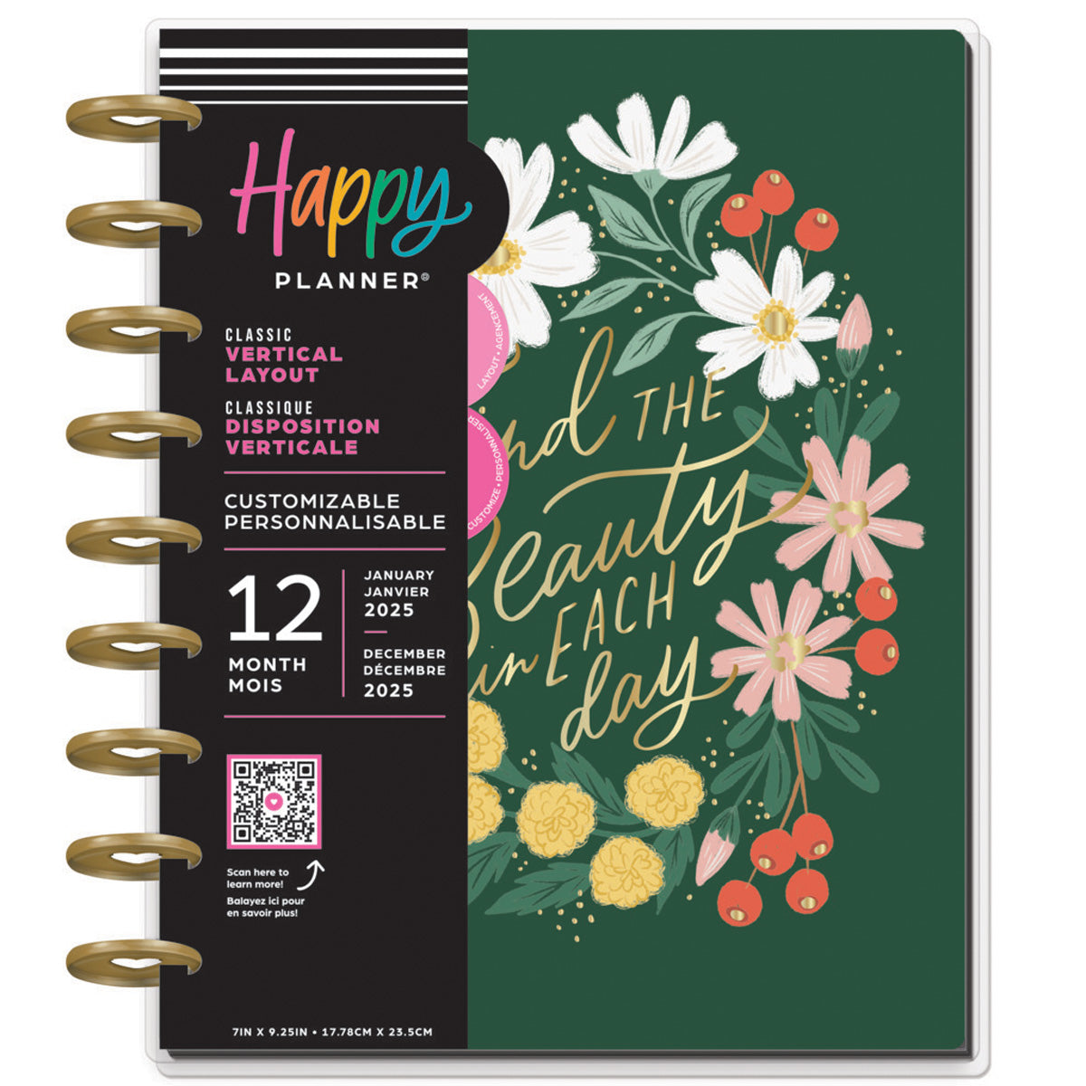 Happy Planner Blooming Bouquet Classic Vertical 12-Months Dated Jan - Dec 2025