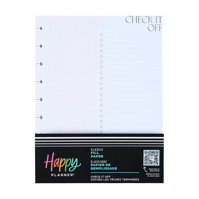 Happy Planner Check It Off Classic Filler Paper - Checklist + Dot Grid