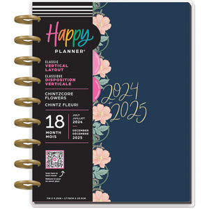 Happy Planner Chintzcore Flowers Classic | Vertical 18-Months Dated Jul 2024 Dec 2025
