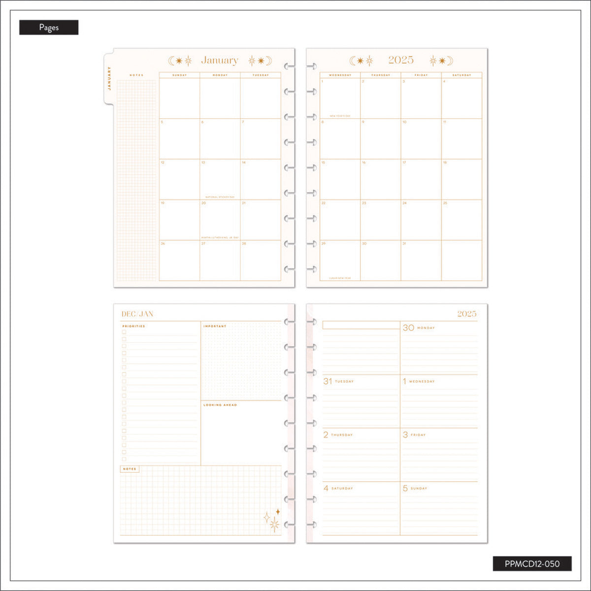 Happy Planner Deluxe Everyday Magic Classic dashboard layout