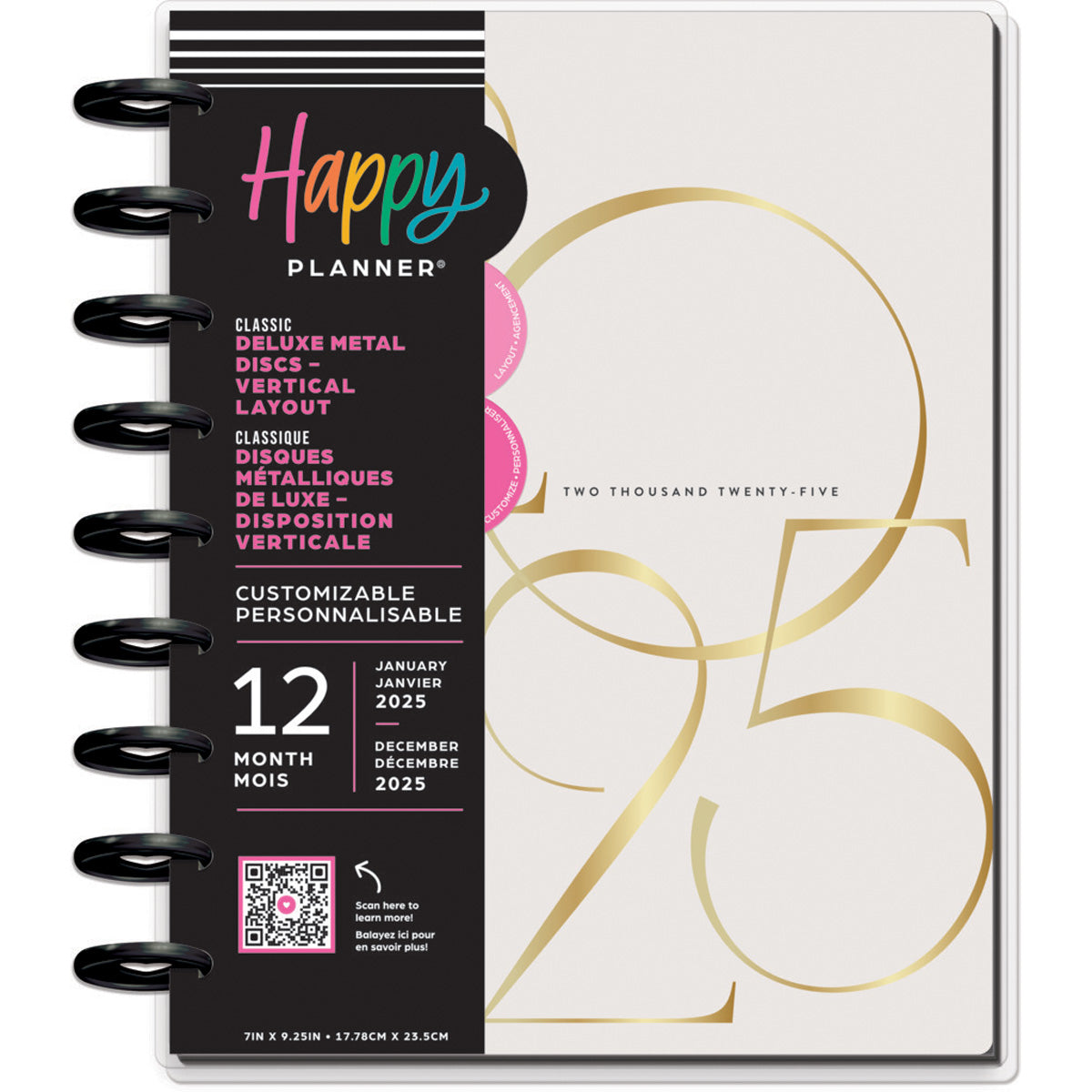 Happy Planner Deluxe Modern Impression Classic - Vertical 12-Months Dated Jan - Dec 2025