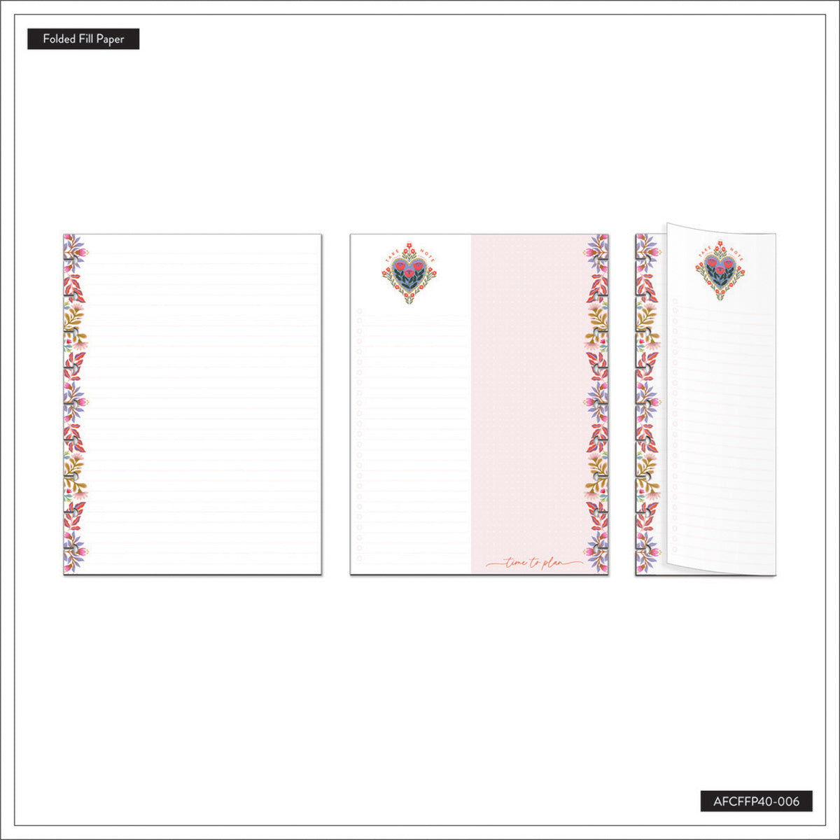 Happy Planner Folk & Flora Classic Folded Fill Paper - Lined + Checklist