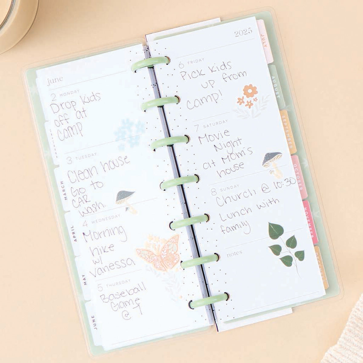 Happy Planner Forest Flowers Skinny Mini -Horizontal 12-Months Dated Jan - Dec 2025