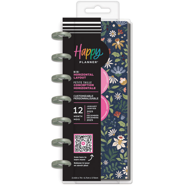 Happy Planner Forest Flowers Skinny Mini -Horizontal 12-Months Dated Jan - Dec 2025