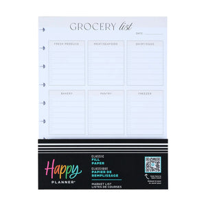 Happy Planner Grocery + Meal Prep List Classic Fill Paper