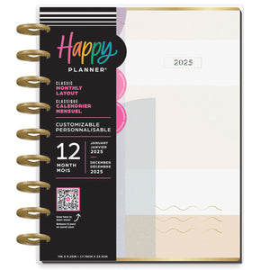 Happy Planner Mauve & Moss Classic - Monthly 12-Months Dated Jan - Dec 2025