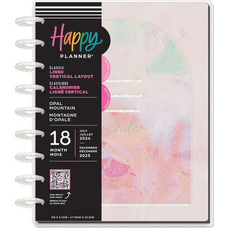 Happy Planner Opal Mountain Classic | Lined Vertical 18-Months Dated Jul 2024 Dec 2025