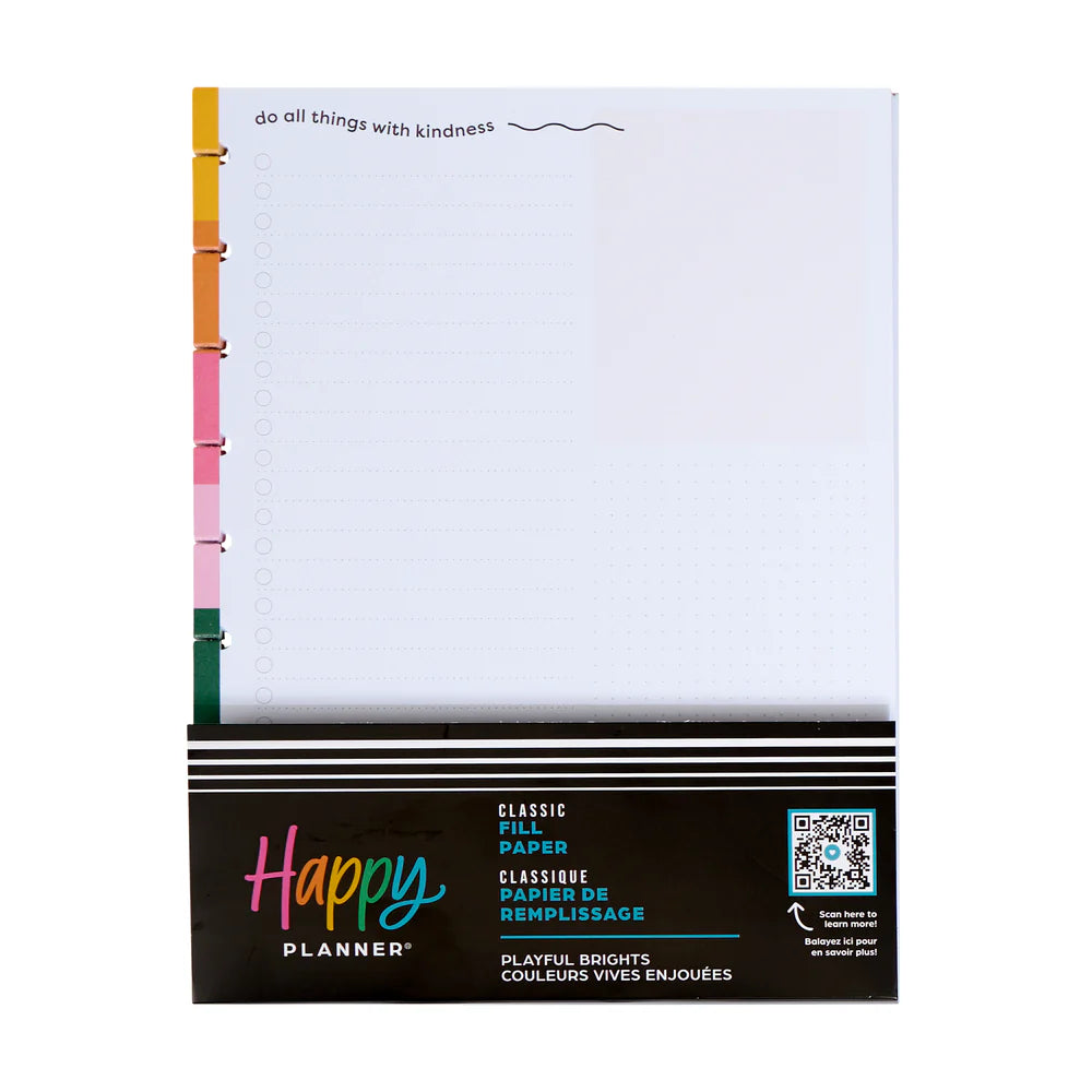 Happy Planner Playful Brights Classic Fill Paper - Dashboard Checklist Lined