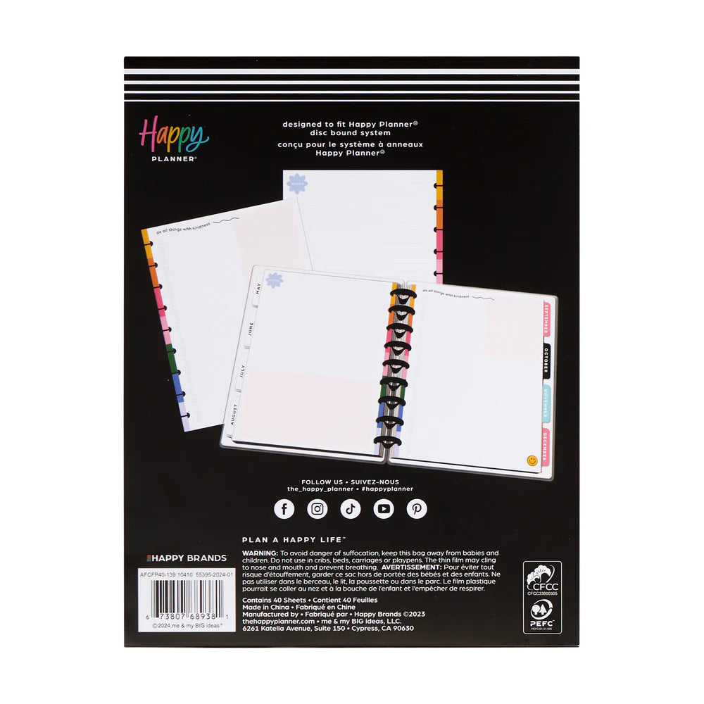 Happy Planner Playful Brights Classic Fill Paper - Dashboard Checklist Lined
