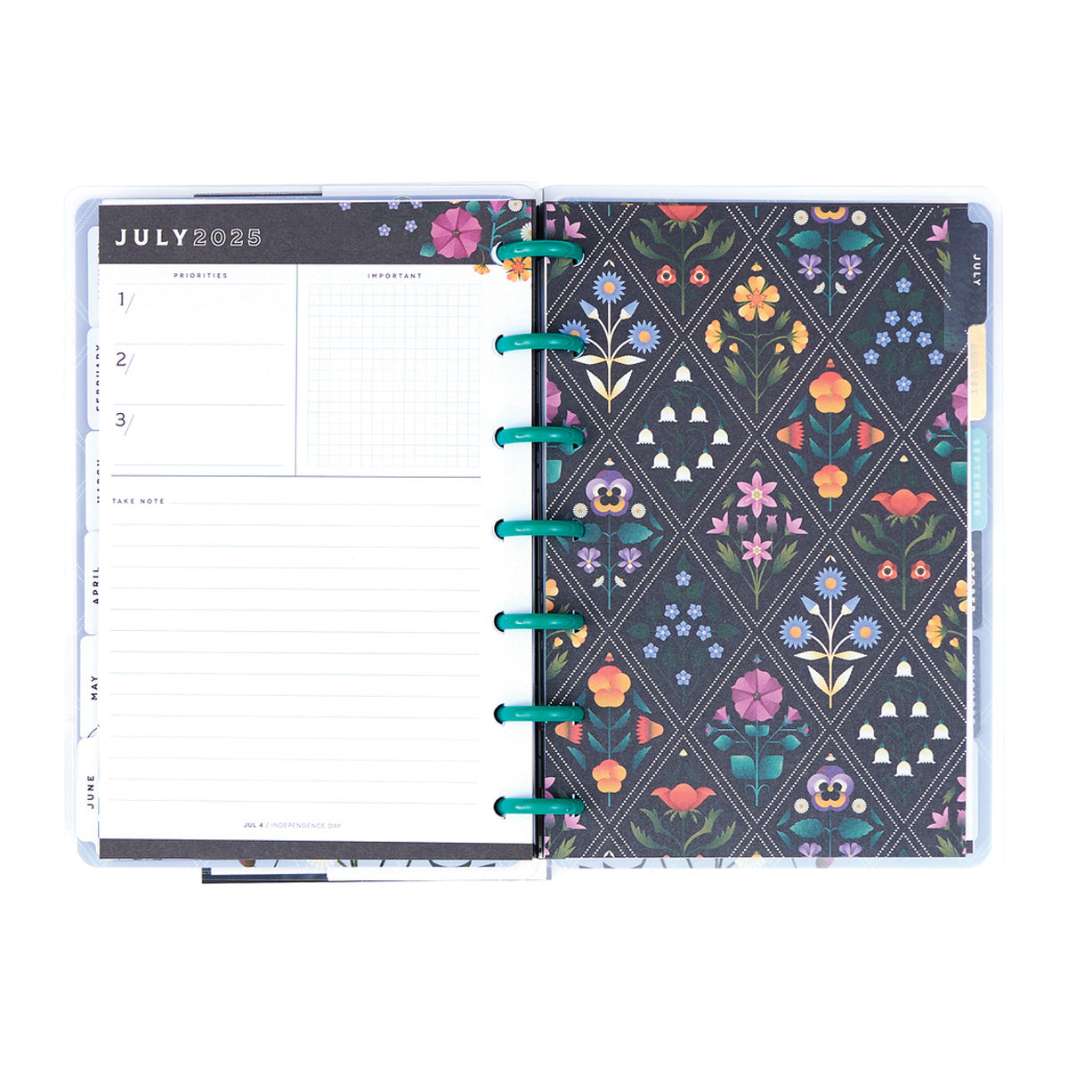 Happy Planner Radiant Garden Mini - Dashboard 12-Months Dated Jan - Dec 2025