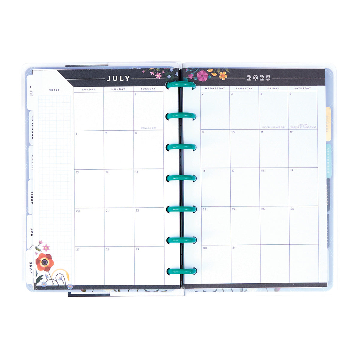 Happy Planner Radiant Garden Mini - Dashboard 12-Months Dated Jan - Dec 2025