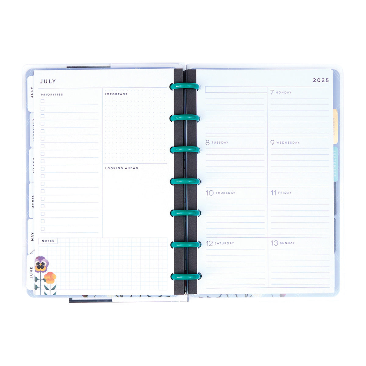 Happy Planner Radiant Garden Mini - Dashboard 12-Months Dated Jan - Dec 2025