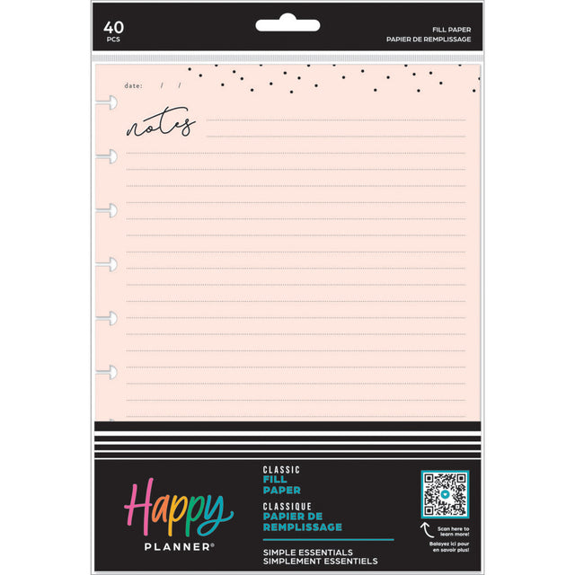 Happy Planner Simple Essentials Classic Fill Paper - Lined +  Checklist + Blank