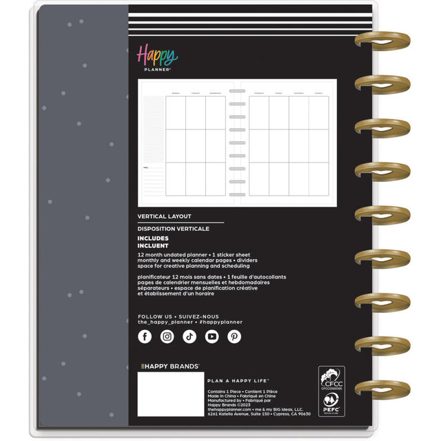 Happy Planner Simple Essentials Classic Vertical Undated - 12 Month Planner