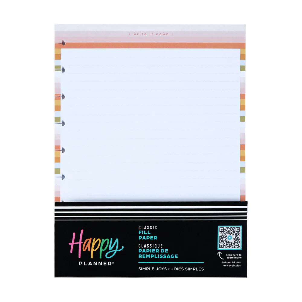 Happy Fill Form Happy Planner Simple Joys Classic Fill Paper