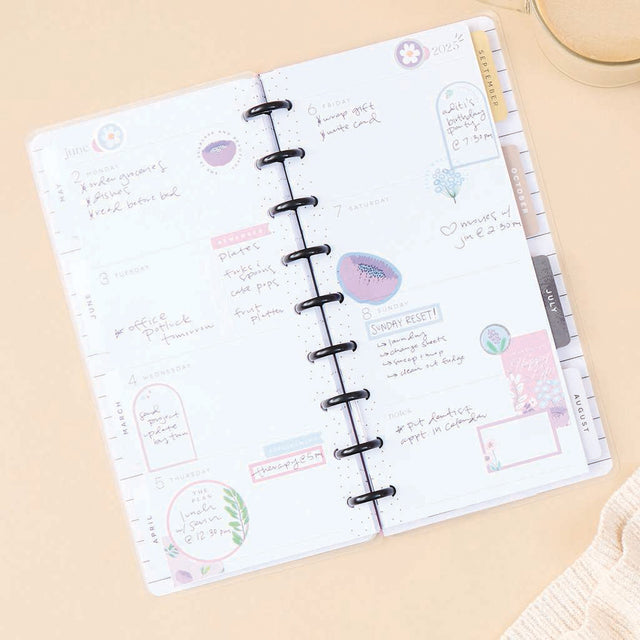 Happy Planner Sketchy Florals Skinny Classic - Horizontal 12-Months Dated Jan - Dec 2025