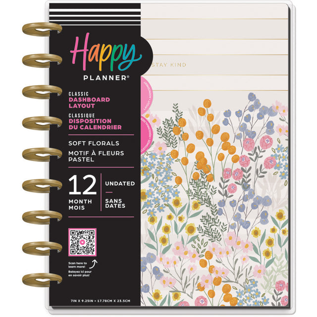 Happy Planner Soft Florals Classic Dashboard Undated - 12 Month Planner