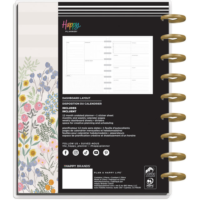 Happy Planner Soft Florals Classic Dashboard Undated - 12 Month Planner