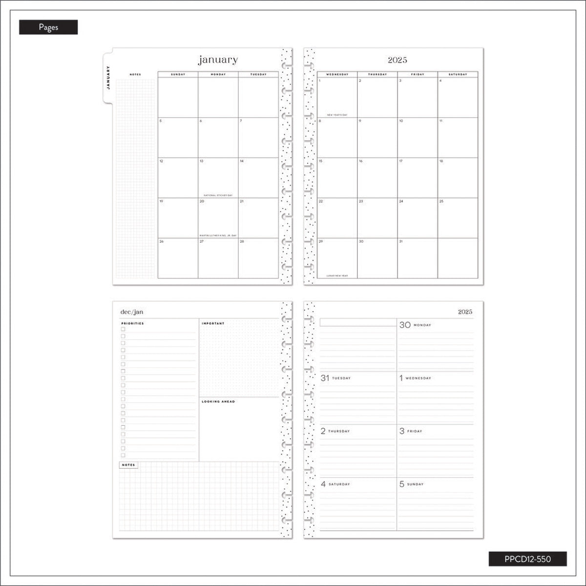 Happy Planner Vivid Tropics Classic Dashboard layout