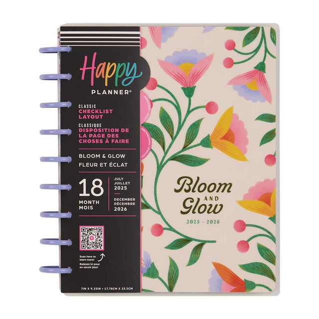 Happy Planner Bloom & Glow Classic 18-Month Dated 2025-2026 - Checklist