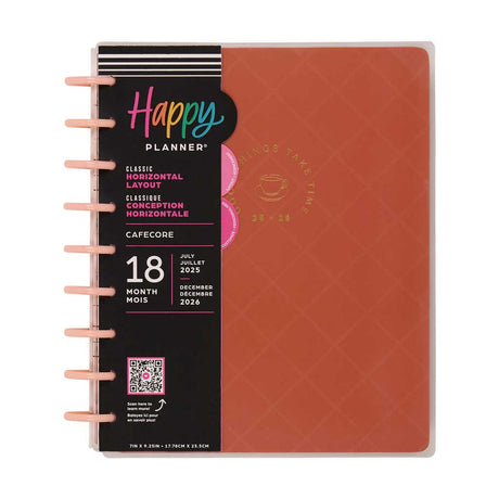 Happy Planner Cafecore Classic 18-Month Dated 2025-2026 - Horizontal