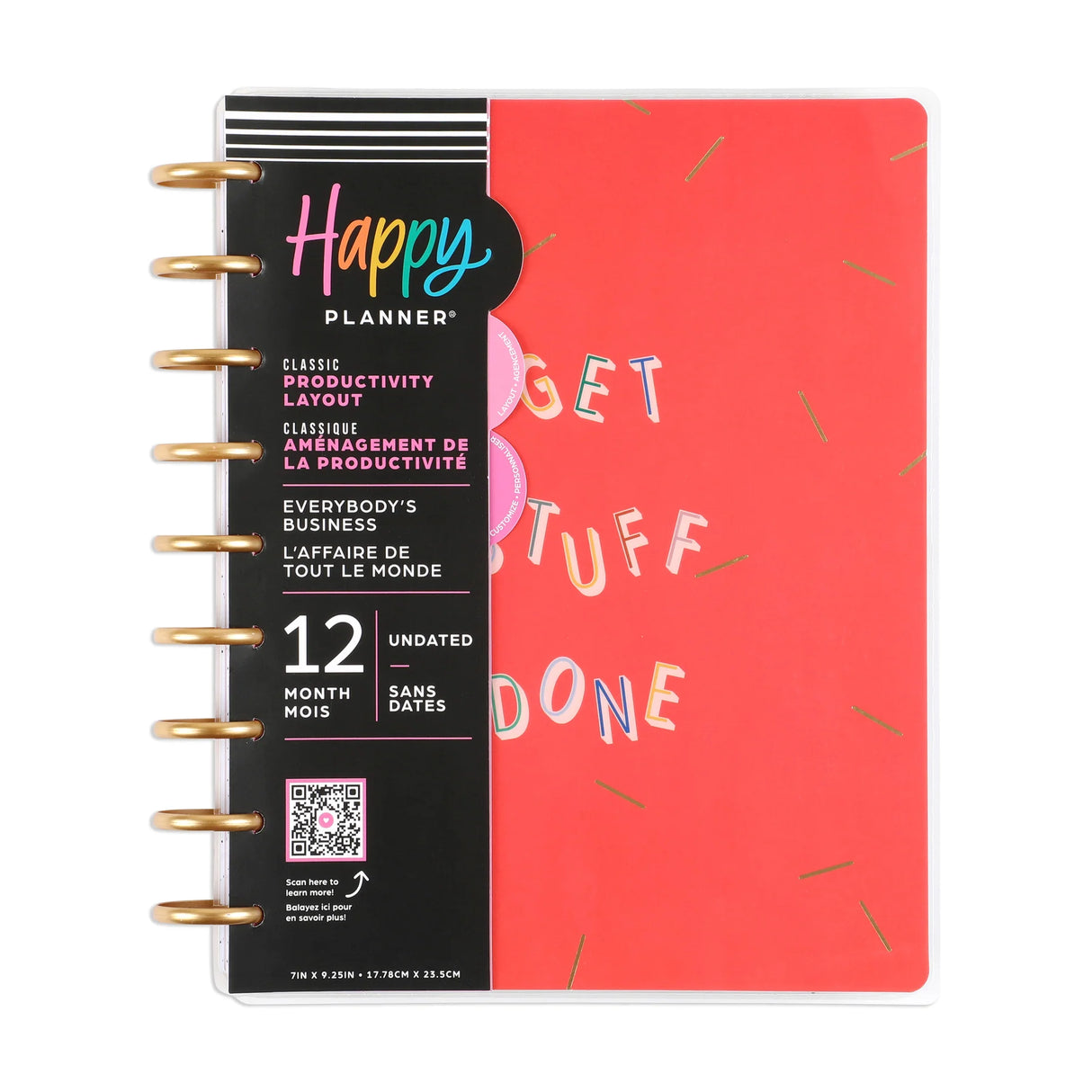 Happy Planner Everybodys Business Classic Undated Planner - Hourly Lined Vertical 12-Months