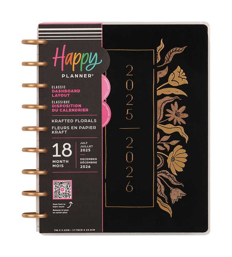 Happy Planner Krafted Florals Classic 18-Month Dated 2025-2026 - Dashboard
