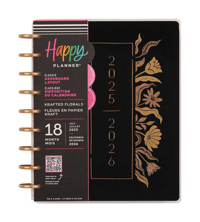 Happy Planner Krafted Florals Classic 18-Month Dated 2025-2026 - Dashboard