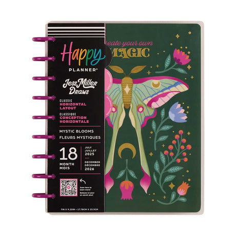 Happy Planner Mystic Blooms Classic 18-Month Dated 2025-2026 - Horizontal