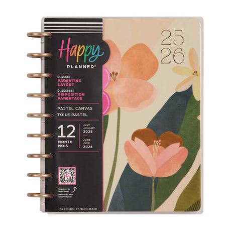 Happy Planner Pastel Canvas Classic 12-Month Dated 2025-2026 - Parenting