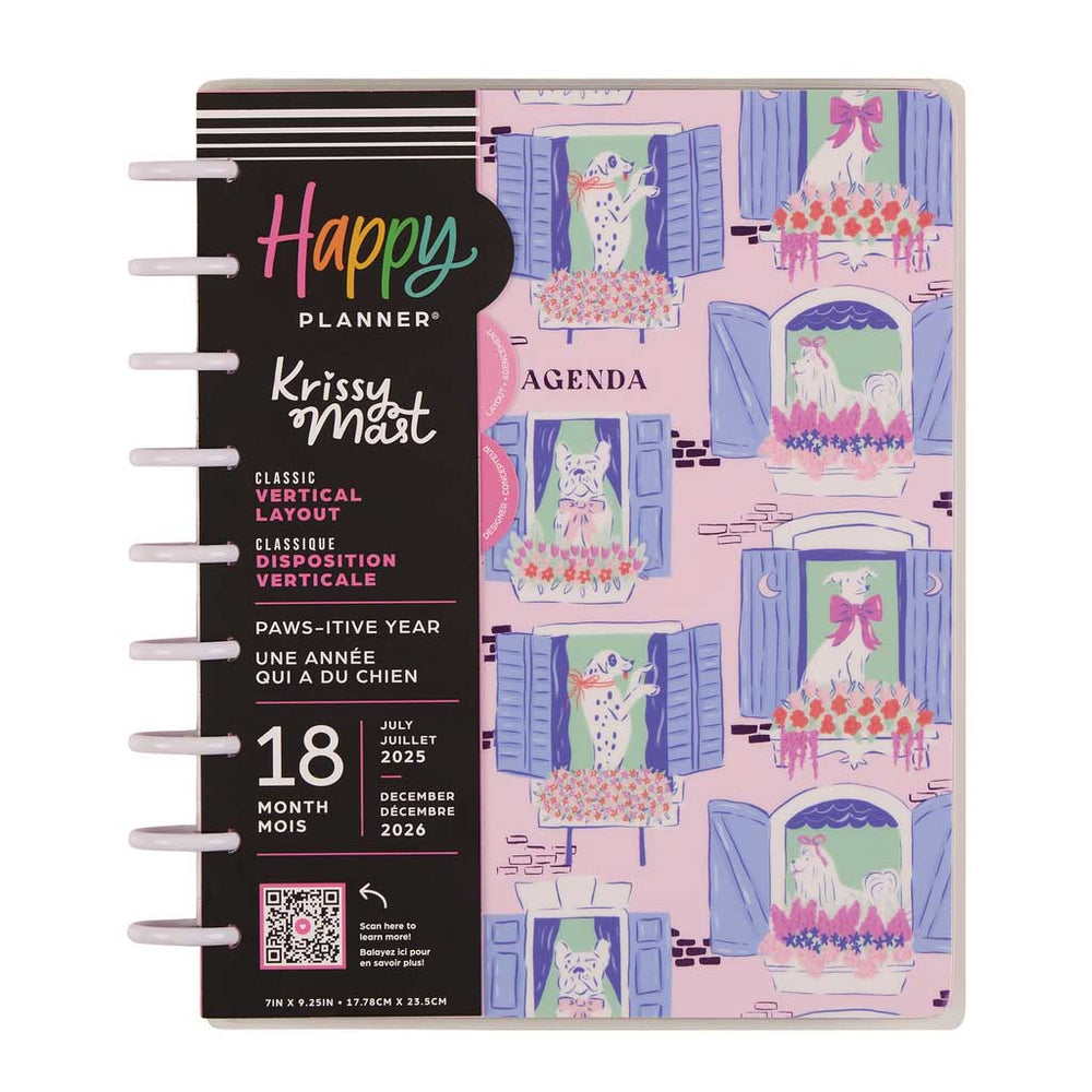 Happy Planner PawsItive Year Classic 18-Month Dated 2025-2026 - Vertical