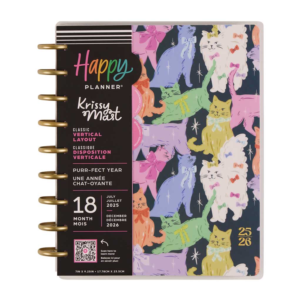 Happy Planner Purrfect Year Classic 18-Month Dated 2025-2026 - Vertical