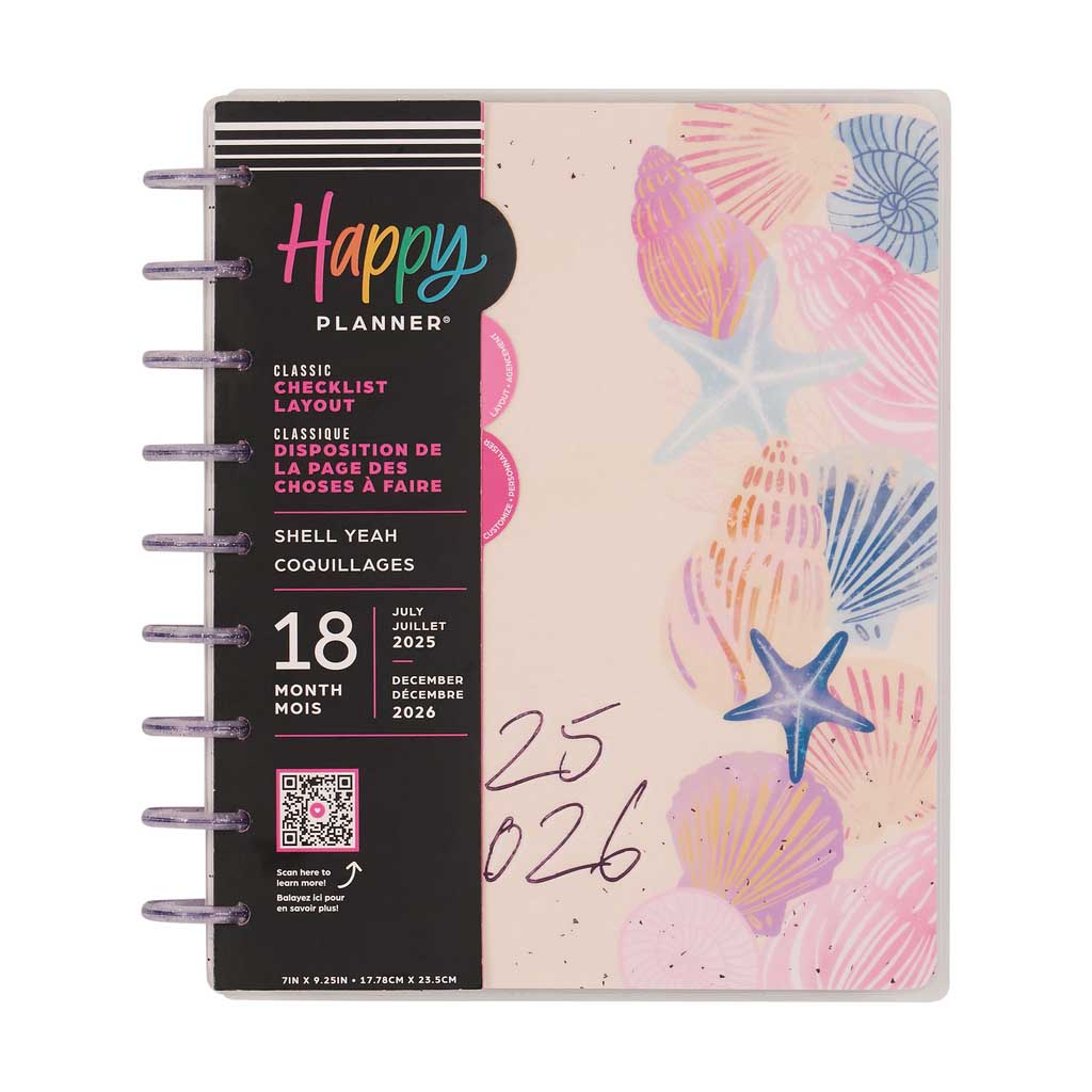 Happy Planner Shell Yeah Classic 18-Month Dated 2025-2026 - Checklist
