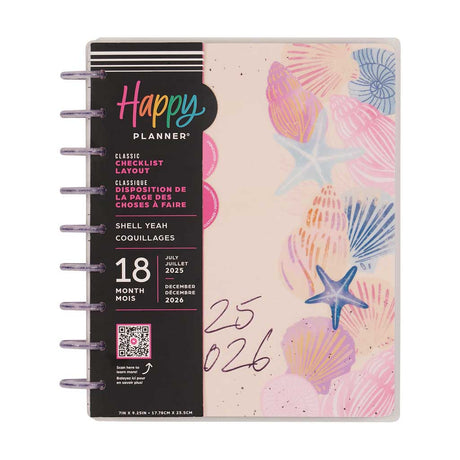 Happy Planner Shell Yeah Classic 18-Month Dated 2025-2026 - Checklist
