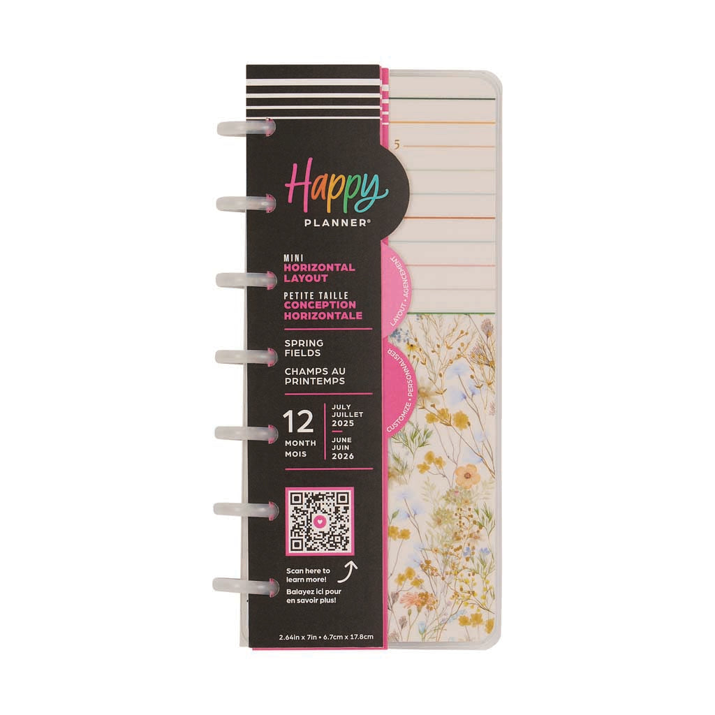 Notebook Planner Spring Happy Planner Spring Fields Skinny Mini 12-Month Dated 2025-2026