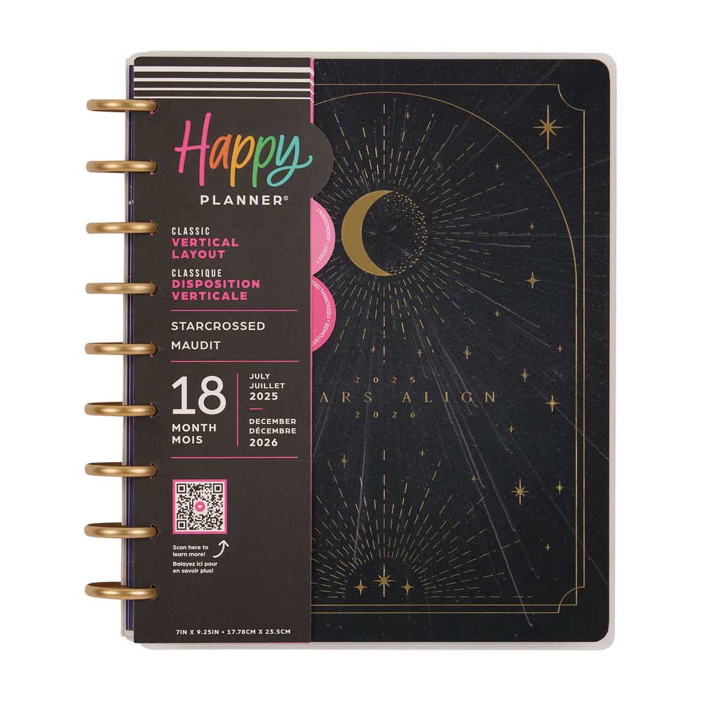 Happy Planner Starcrossed Classic 18-Month Dated 2025-2026 - Vertical