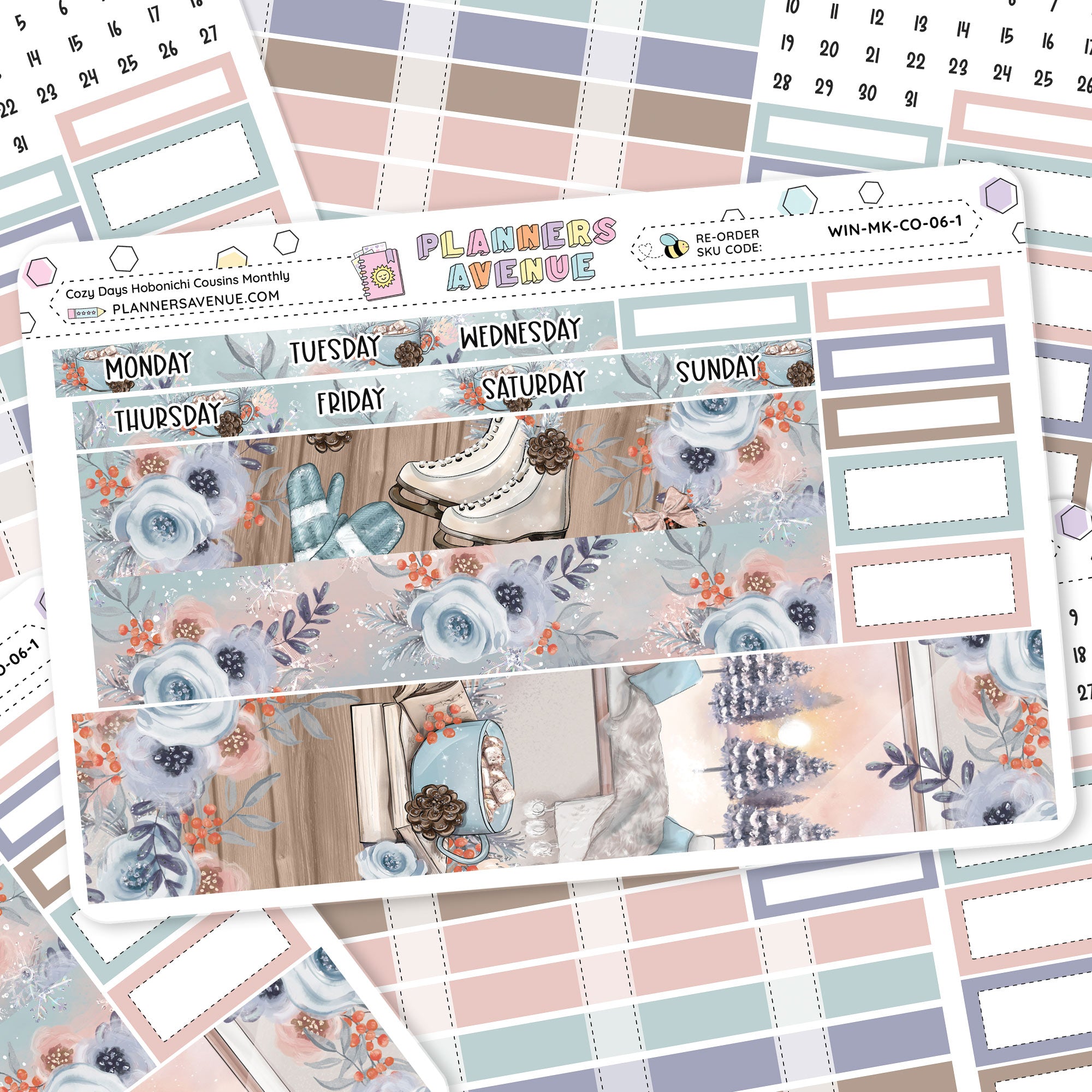 Cozy Days Hobonichi Cousins Monthly Sticker Foiled Kit