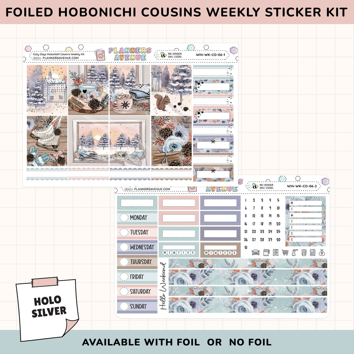 Cozy Days Hobonichi Cousins Weekly Sticker Foiled Kit