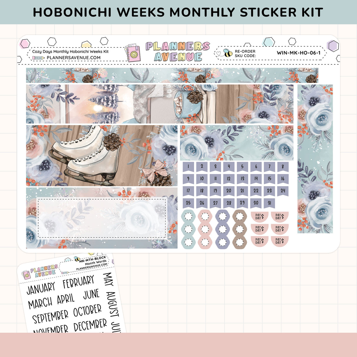 Cozy Days Hobonichi Monthly Sticker Foiled Kit (HOLO SILVER FOIL)