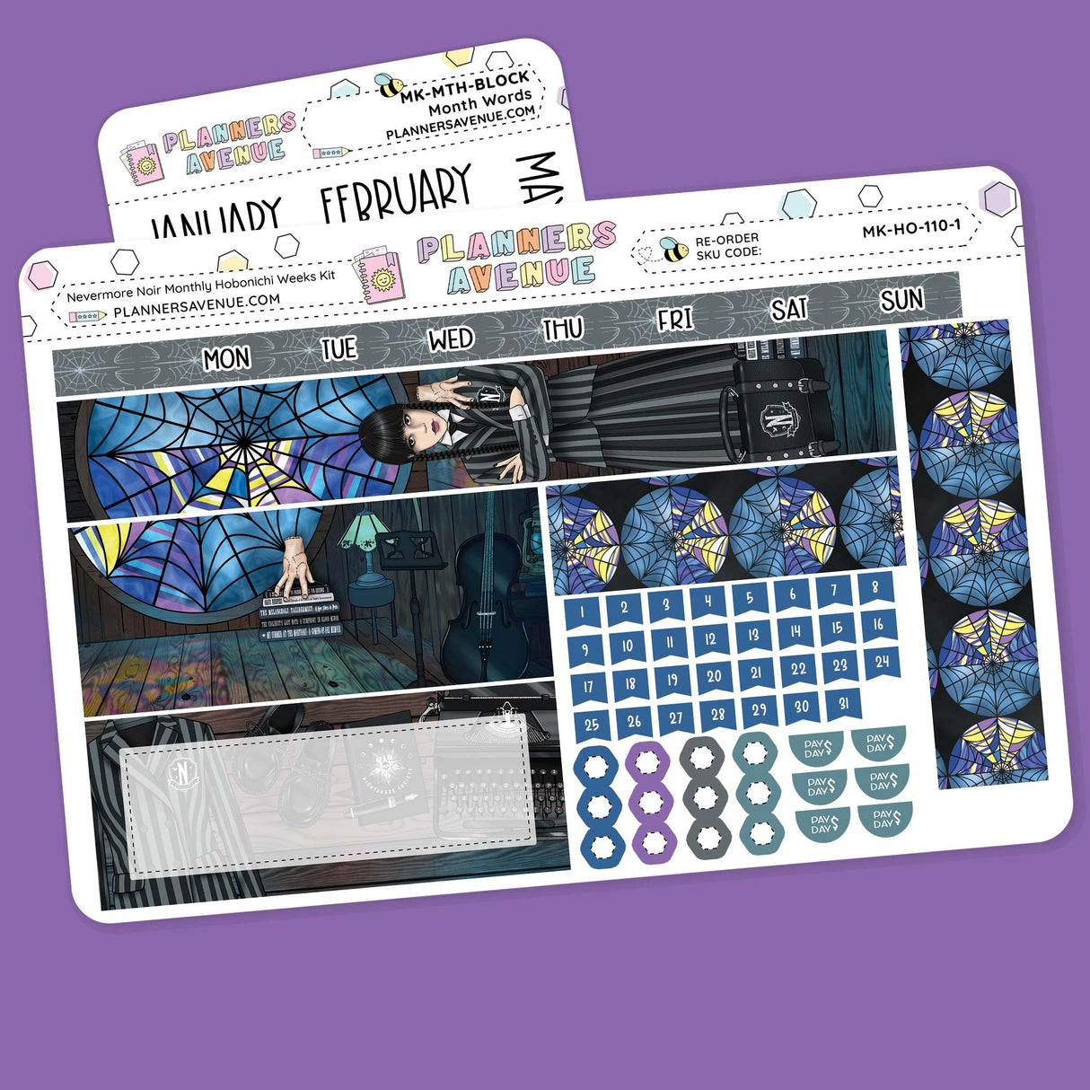 Nevermore Hobonichi Monthly Sticker Kit