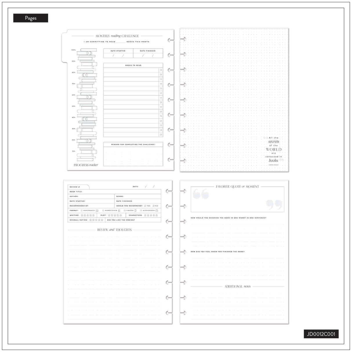 Happy Planner Reading Journal on a white background