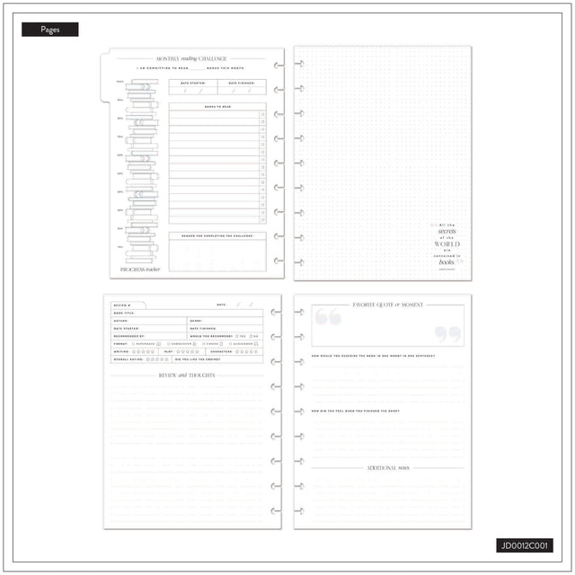 Happy Planner Reading Journal on a white background