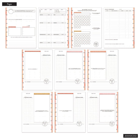 Collection of budgeting planner pages and budget challenges on a white background.