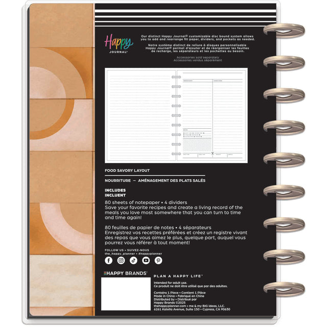 Happy Journal planner with disc binding and colourful abstract design on cover