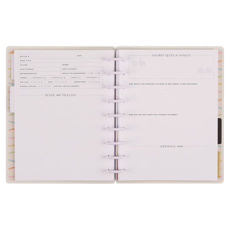 Happy Planner Book Club Reading Journal with lined pages on a white background