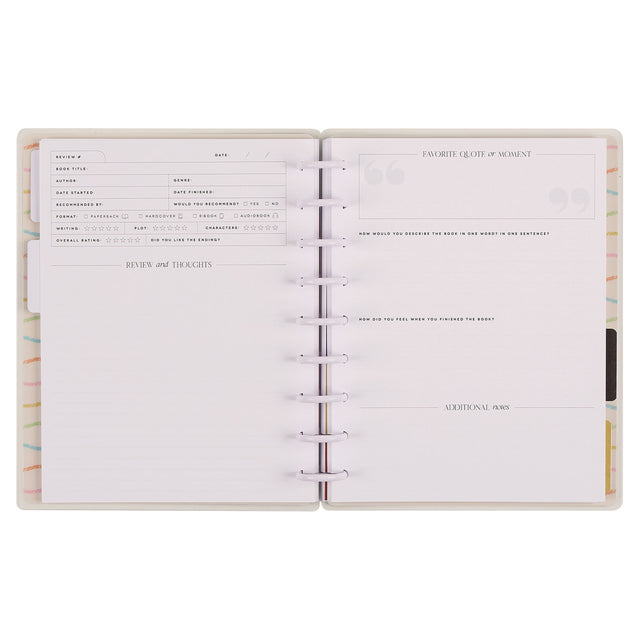 Happy Planner Book Club Reading Journal with lined pages on a white background