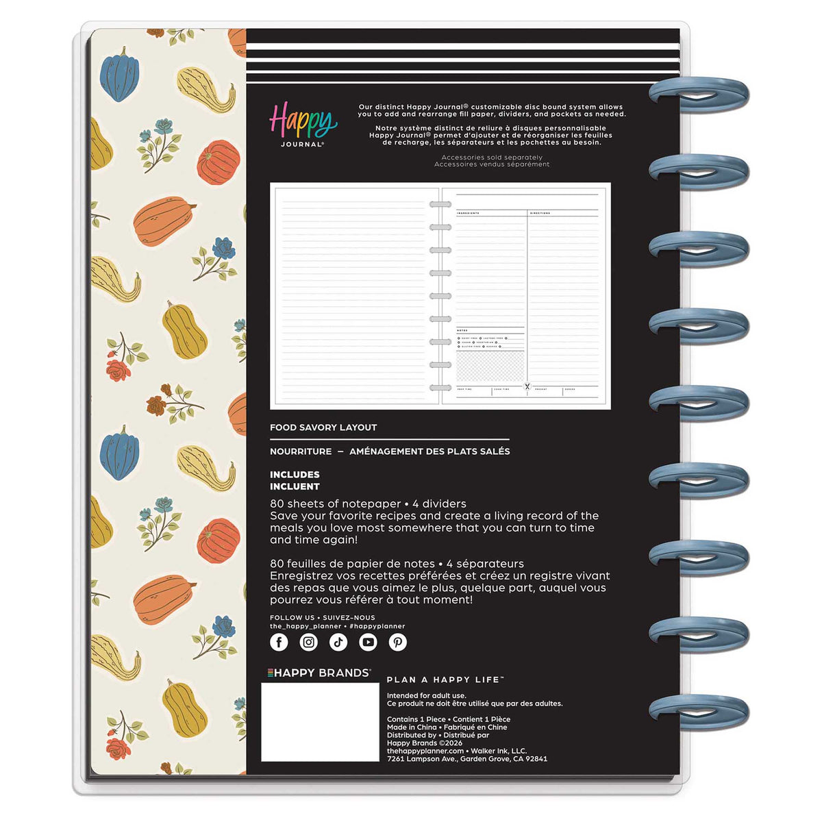Fall Picnic Classic recipe journal with 80 guided sheets