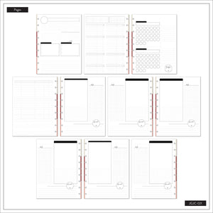 Amber & Oak guided budget pages with expense trackers, planning grids and savings sections