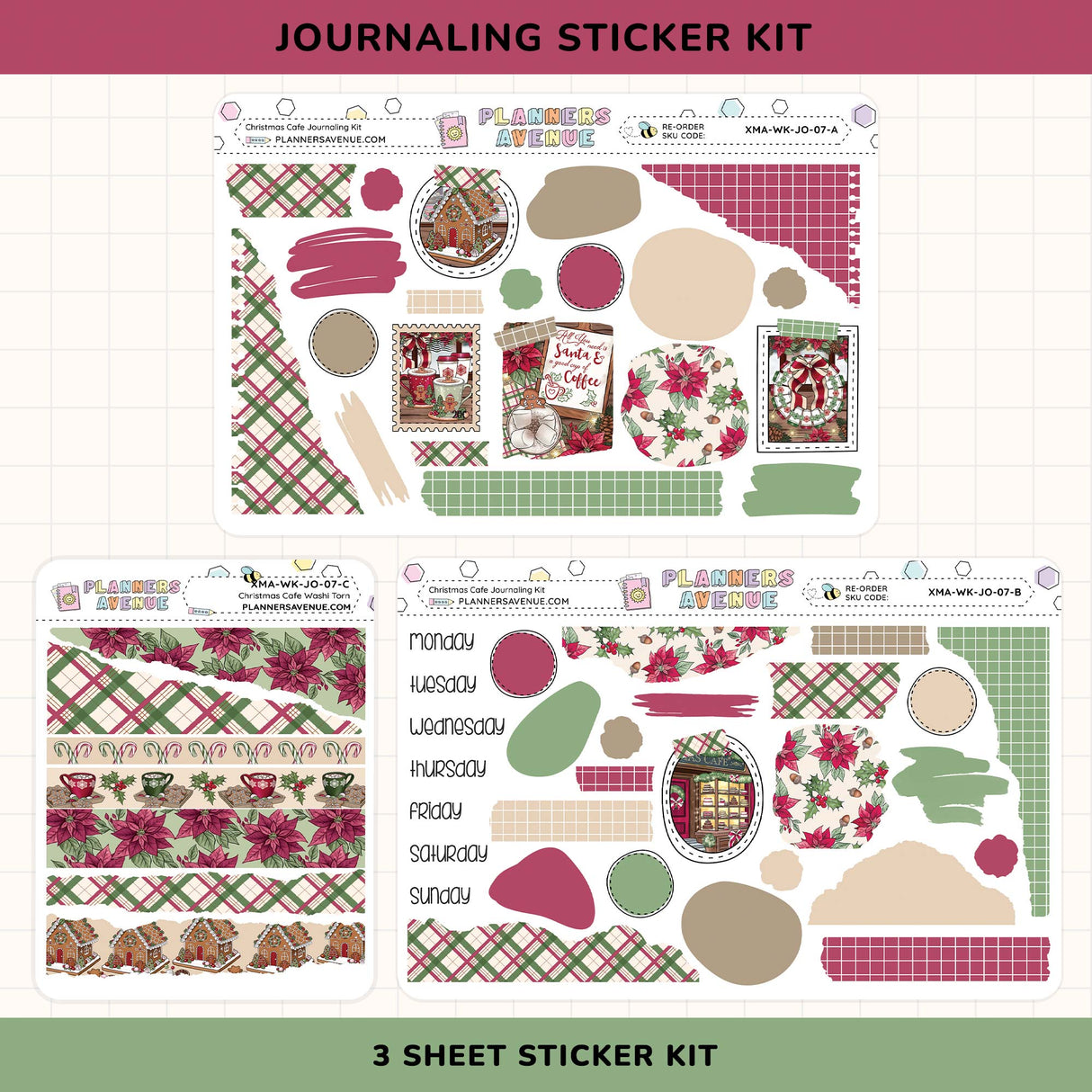 Journaling sticker kit with various designs on a white background