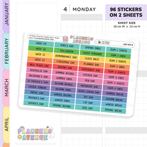 52 Weeks of Year Header Planner Stickers (Set of 2)